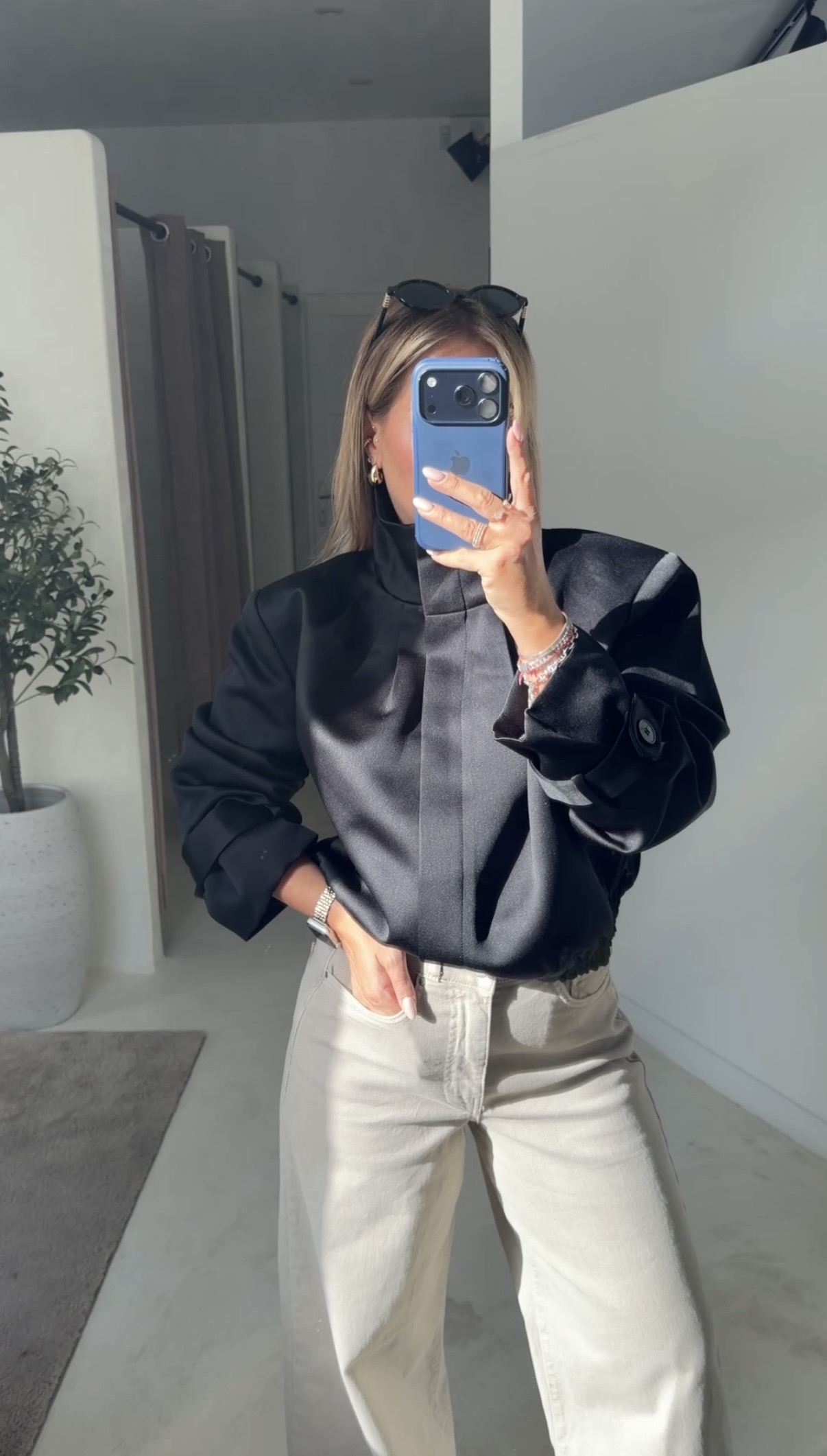 Veste effet satiné col montant — vue 2