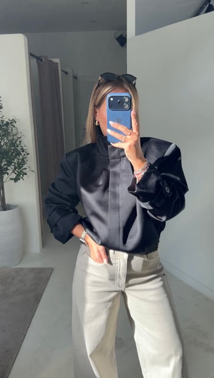 Veste effet satiné col montant — vue alternative