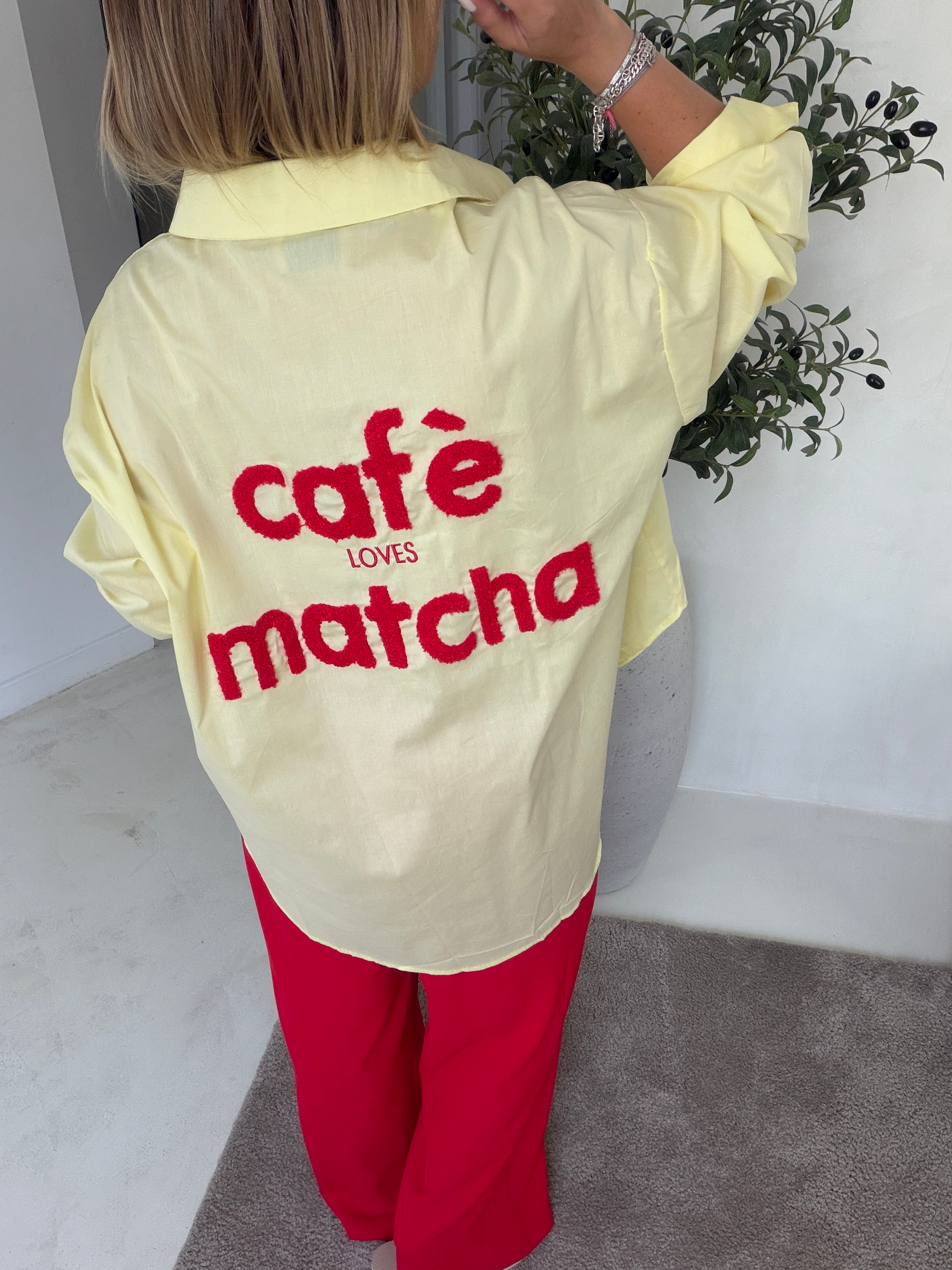 Chemise ample jaune « Loves matcha » — vue 3