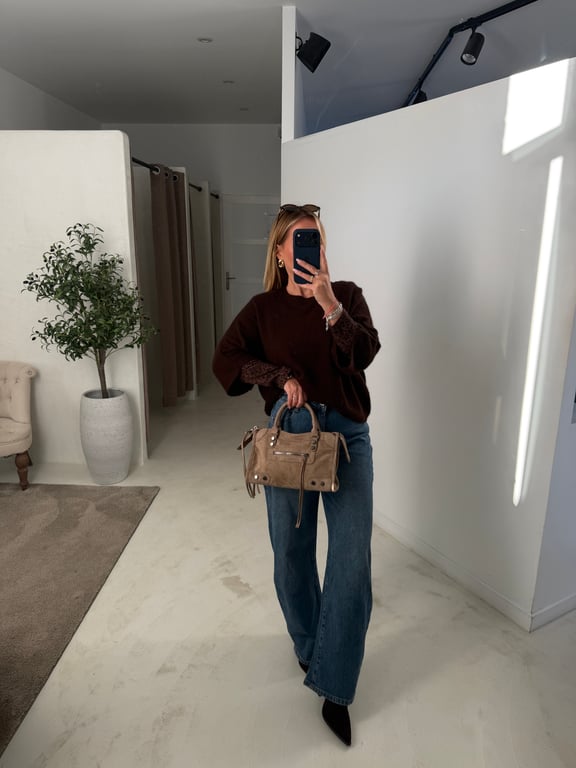 Pull manches 3/4 chocolat