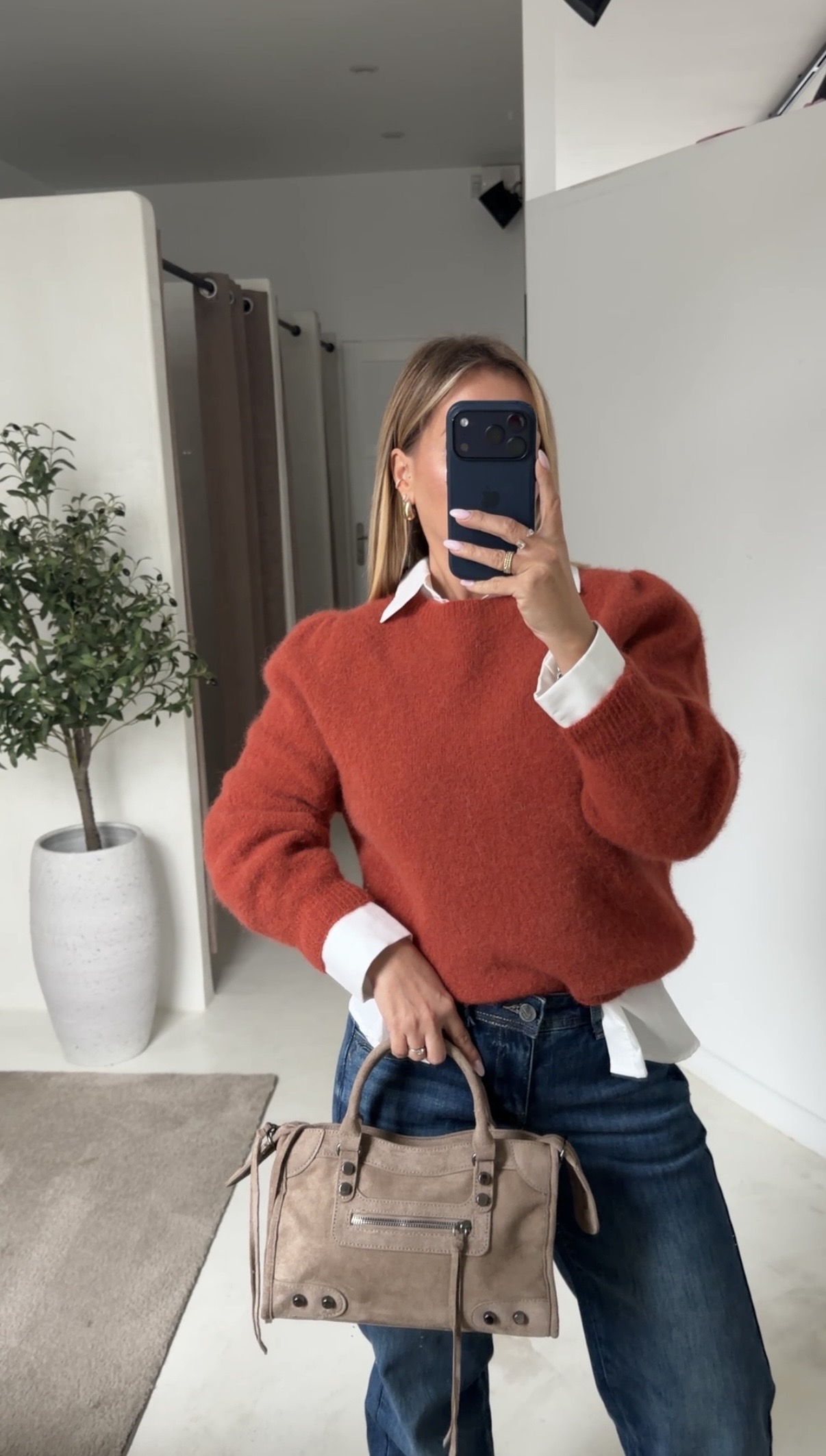 Pull à épaulettes brique — vue 2