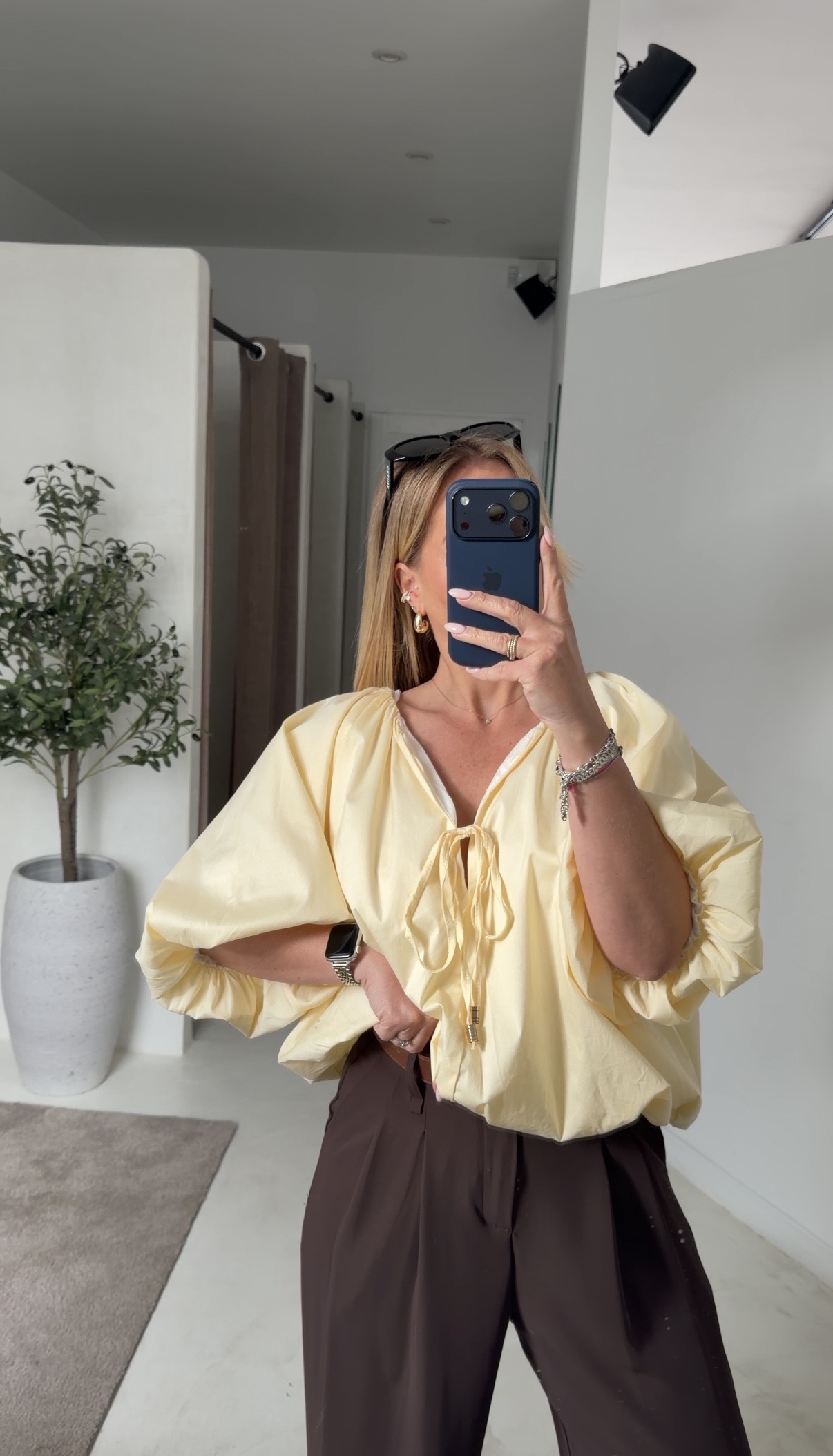 Blouse courte jaune coupe ballon — vue 2
