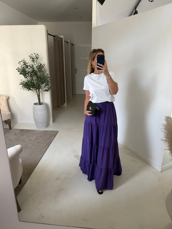 Jupe longue en coton violet
