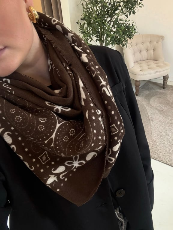 Foulard bandana tricolore marron