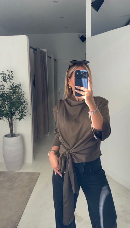 Blouse effet satinée marron glacée — vue alternative