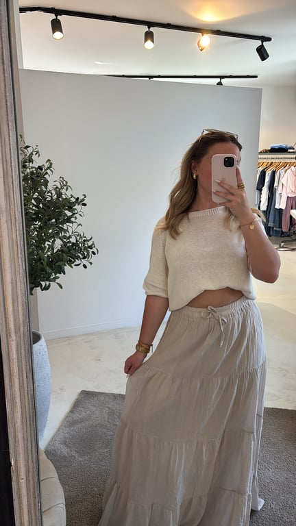 Jupe longue en coton beige — vue alternative