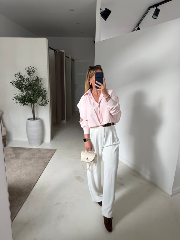 Chemise courte rose avec doublure