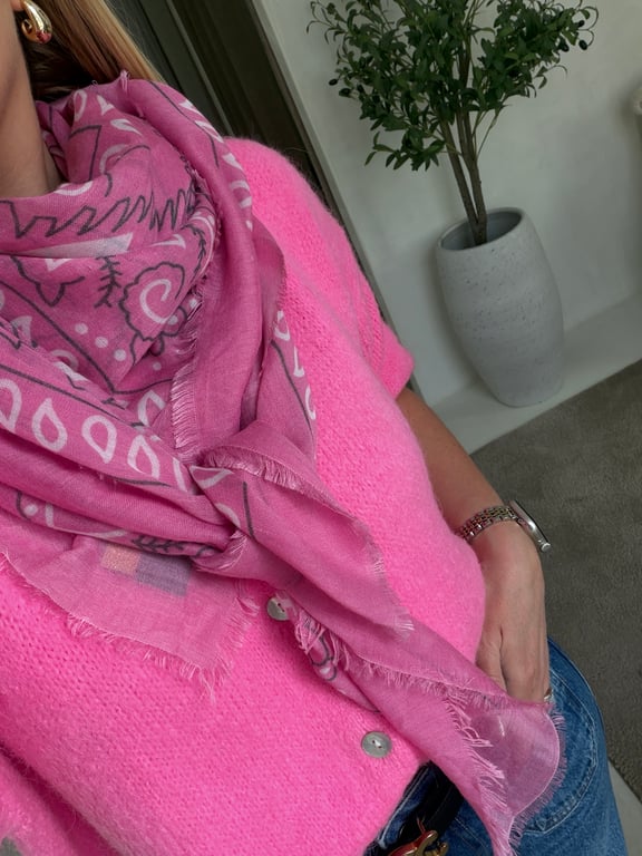 Foulard bandana rose matière douce