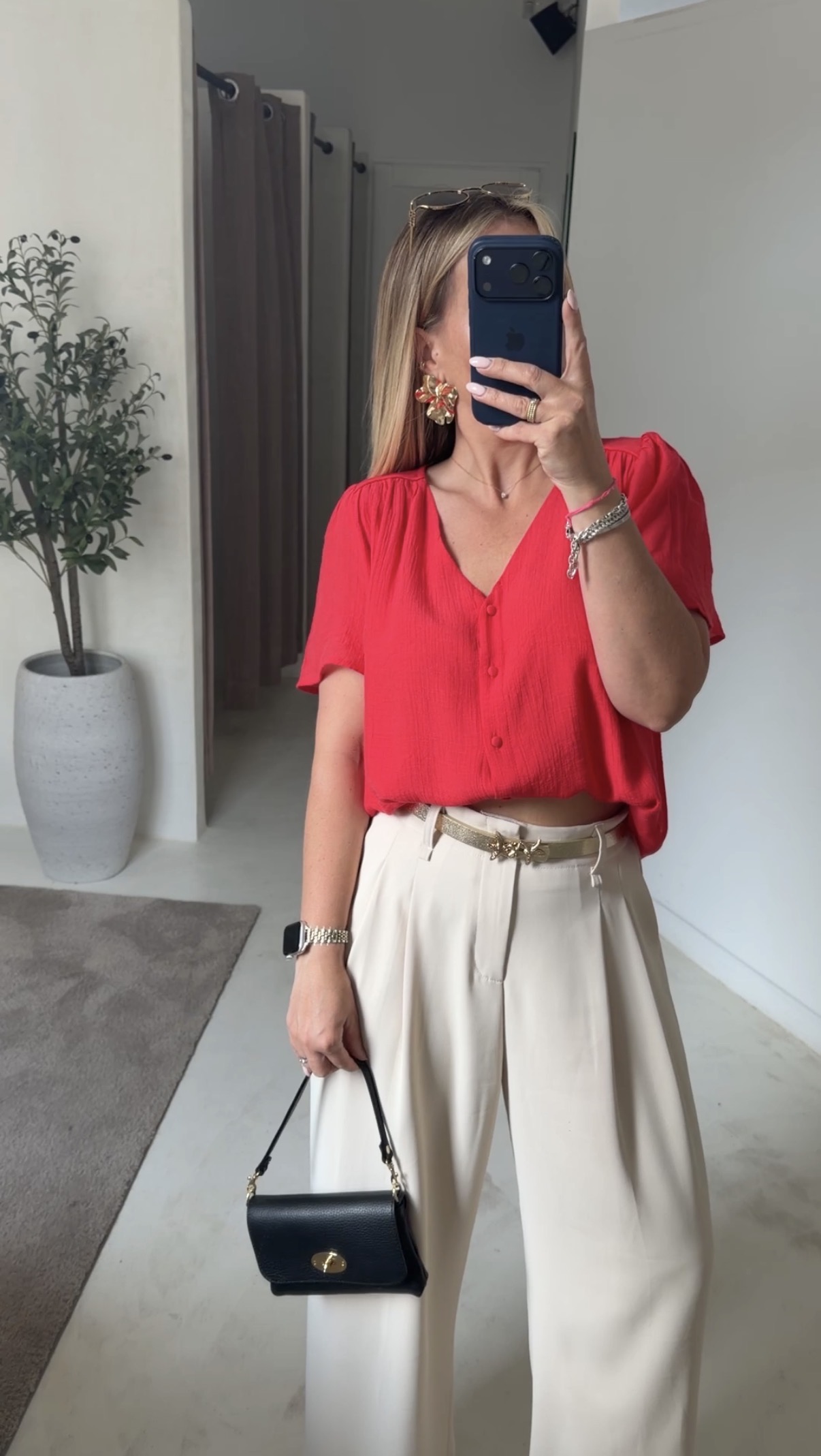 Blouse fluide rouge — vue 2