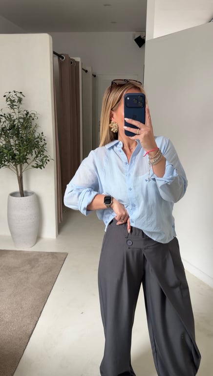 Chemise légère bleu coutures apparentes - Sodress | Sodress