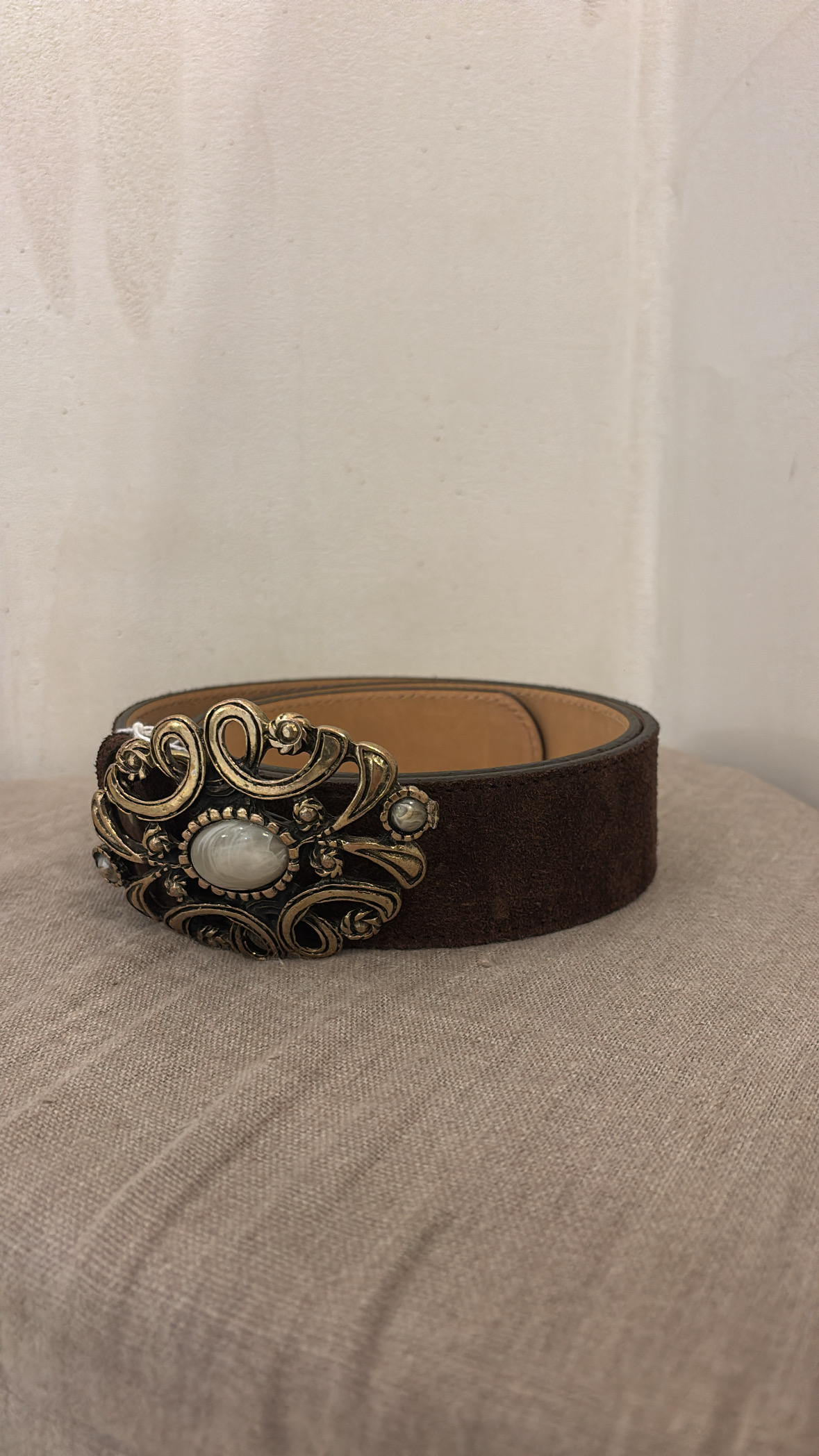 Ceinture cuir velours boucle baroque bijou — vue 2