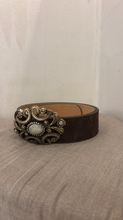 Ceinture cuir velours boucle baroque bijou — vue alternative