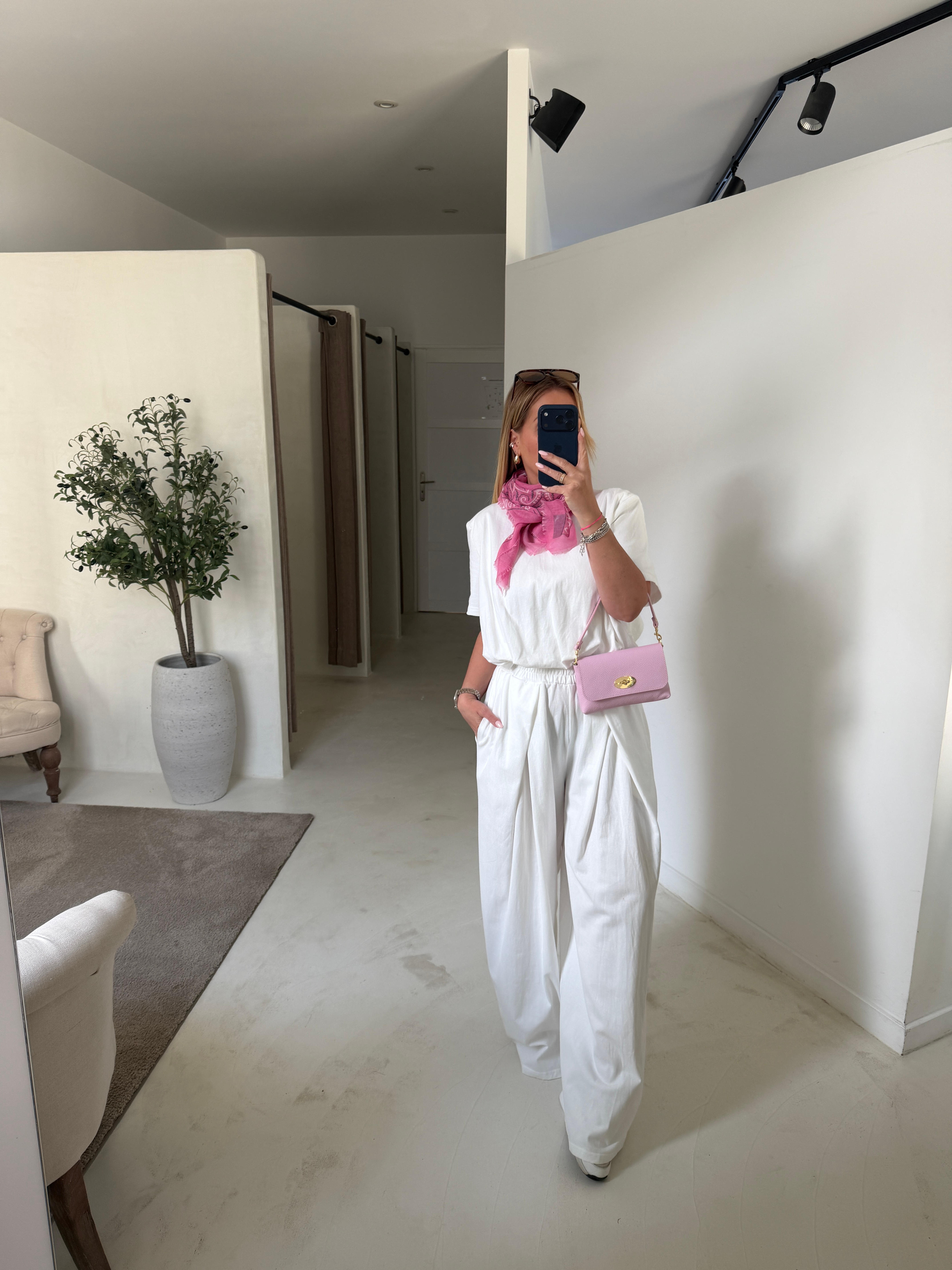 Pantalon large blanc en coton
