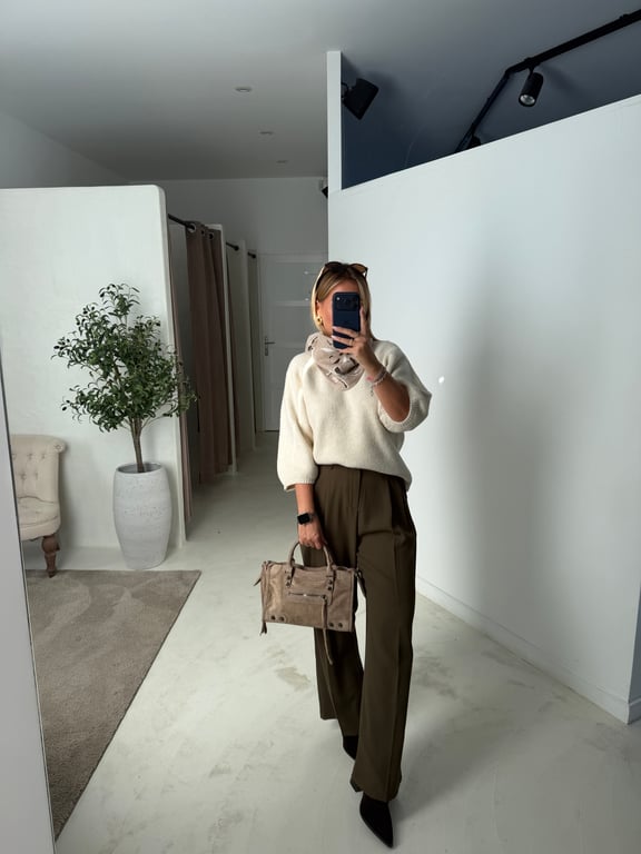Pantalon fluide & large kaki