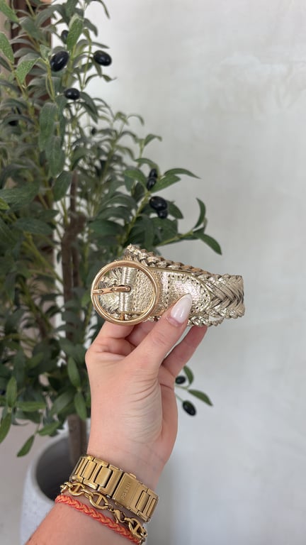 Ceinture fine tressée dorée