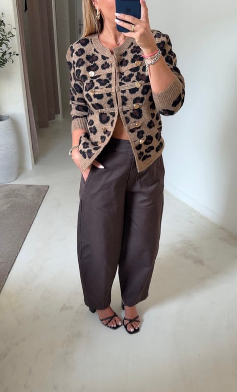 Pantalon ballon en coton marron — vue alternative
