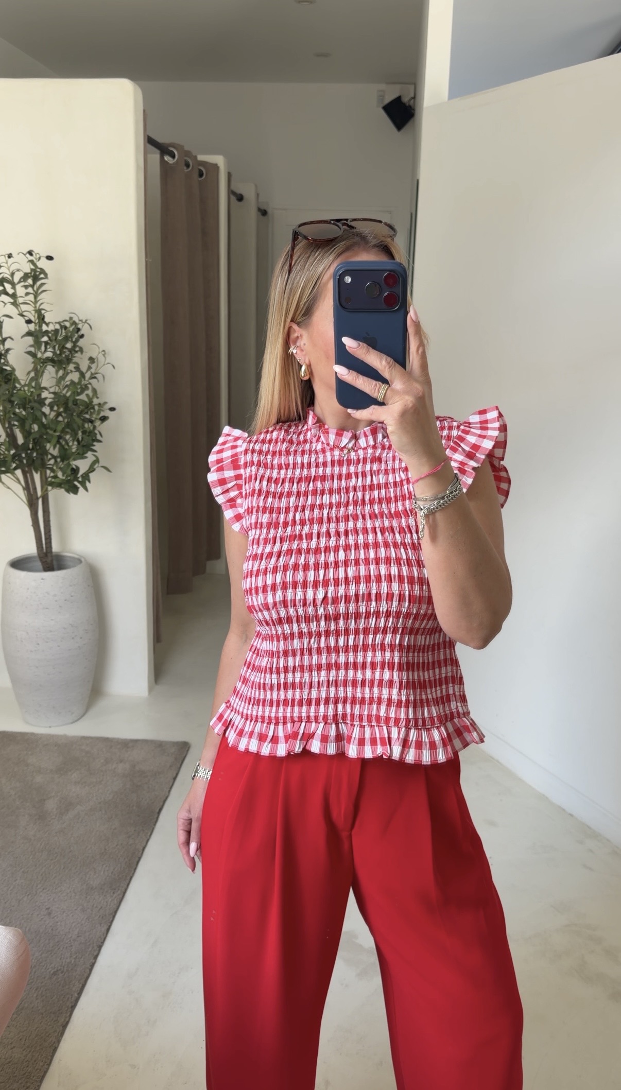Blouse vichy rouge et blanc — vue alternative