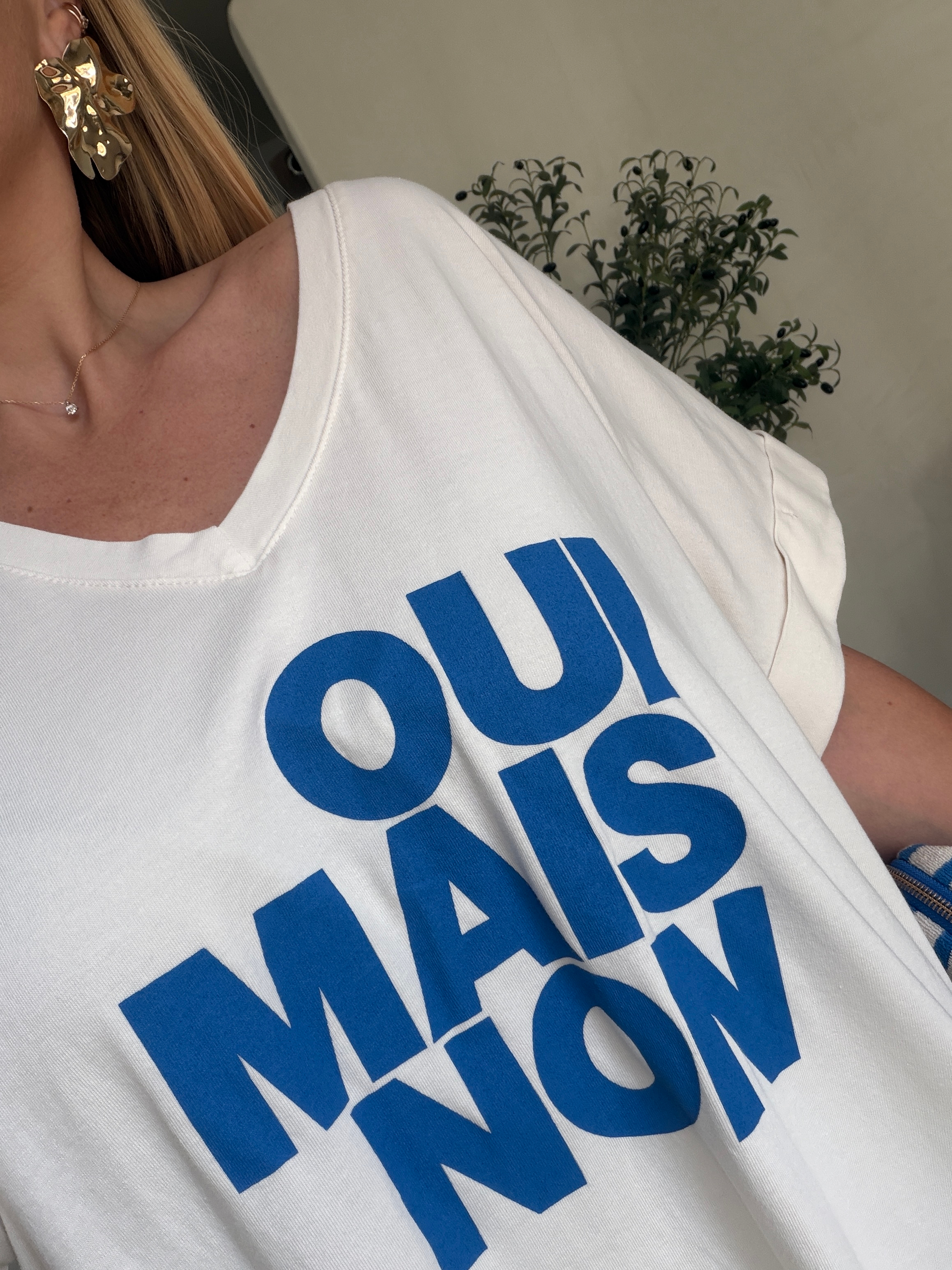 Robe t-shirt longue écrue << Oui mais non >> — vue 2