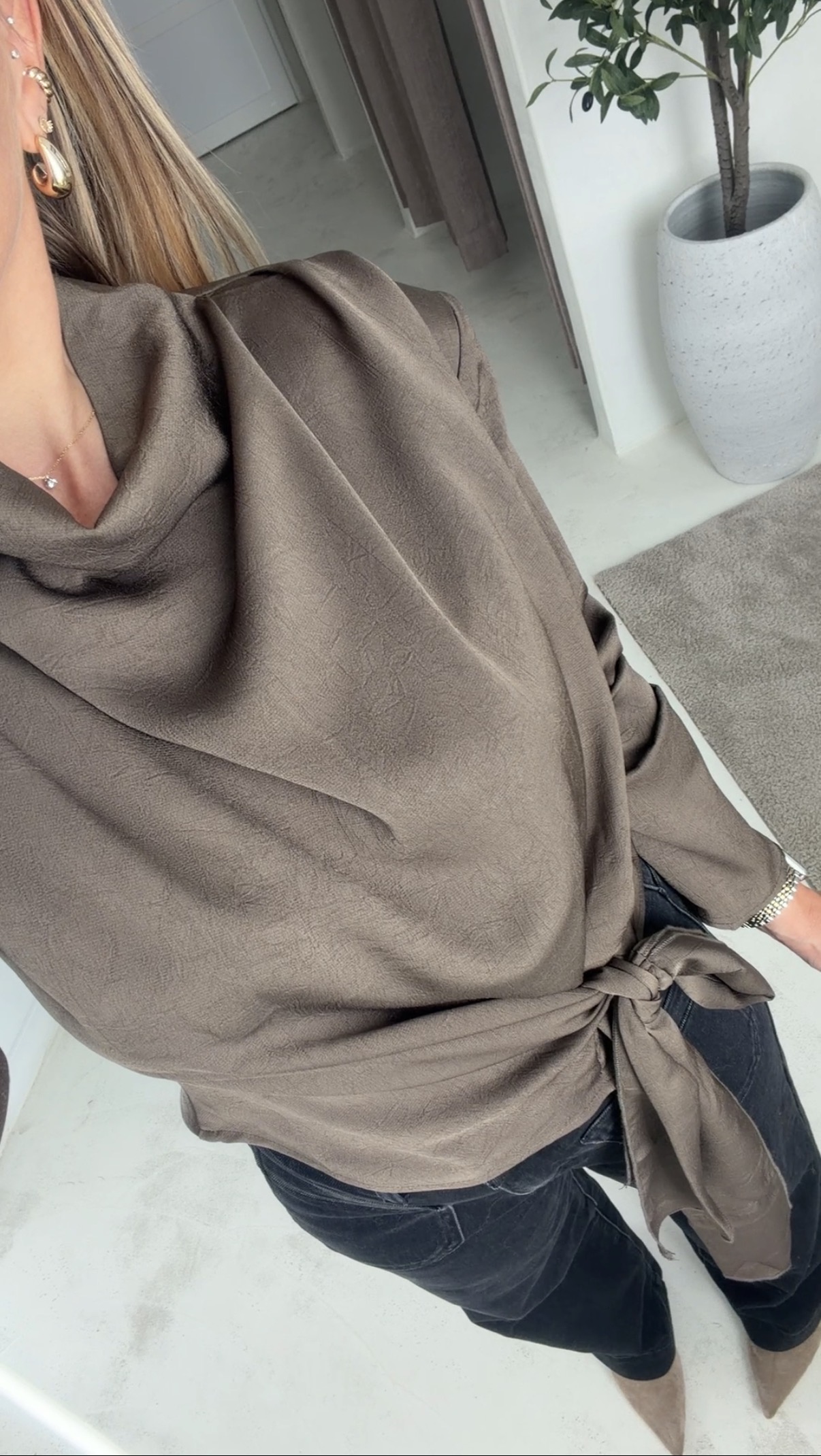 Blouse effet satinée marron glacée — vue 3