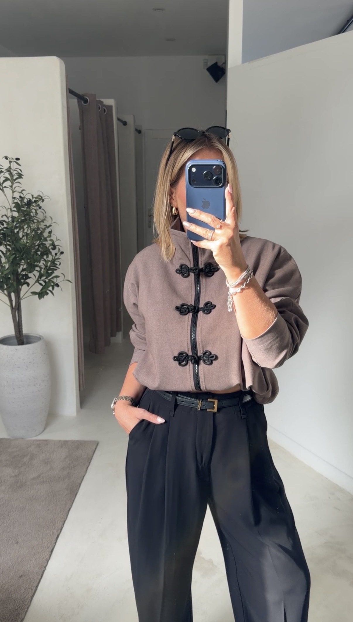 Veste taupe col montant — vue 2