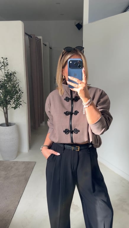 Veste taupe col montant — vue alternative