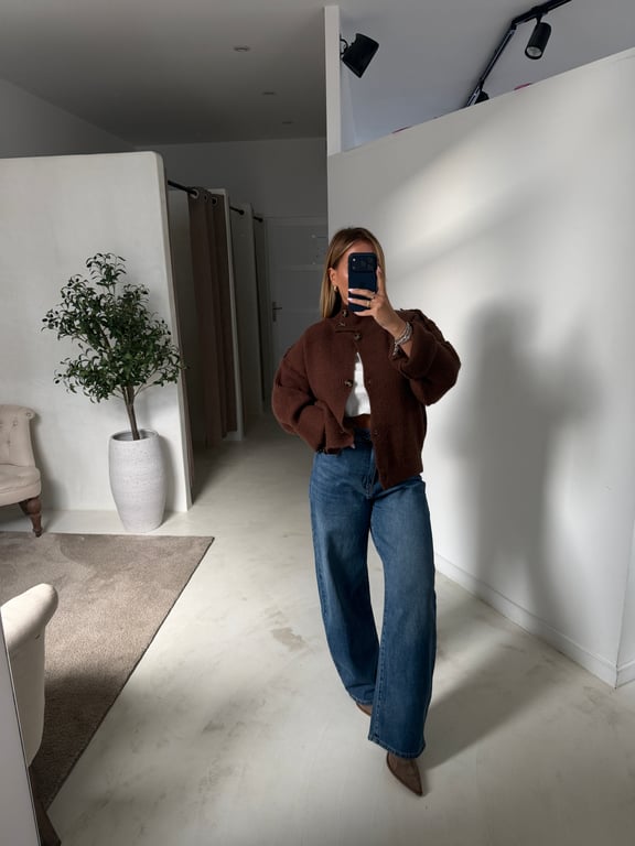 Gilet oversize côtelé marron