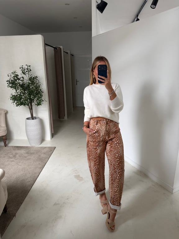 Pantalon barrel biche camel