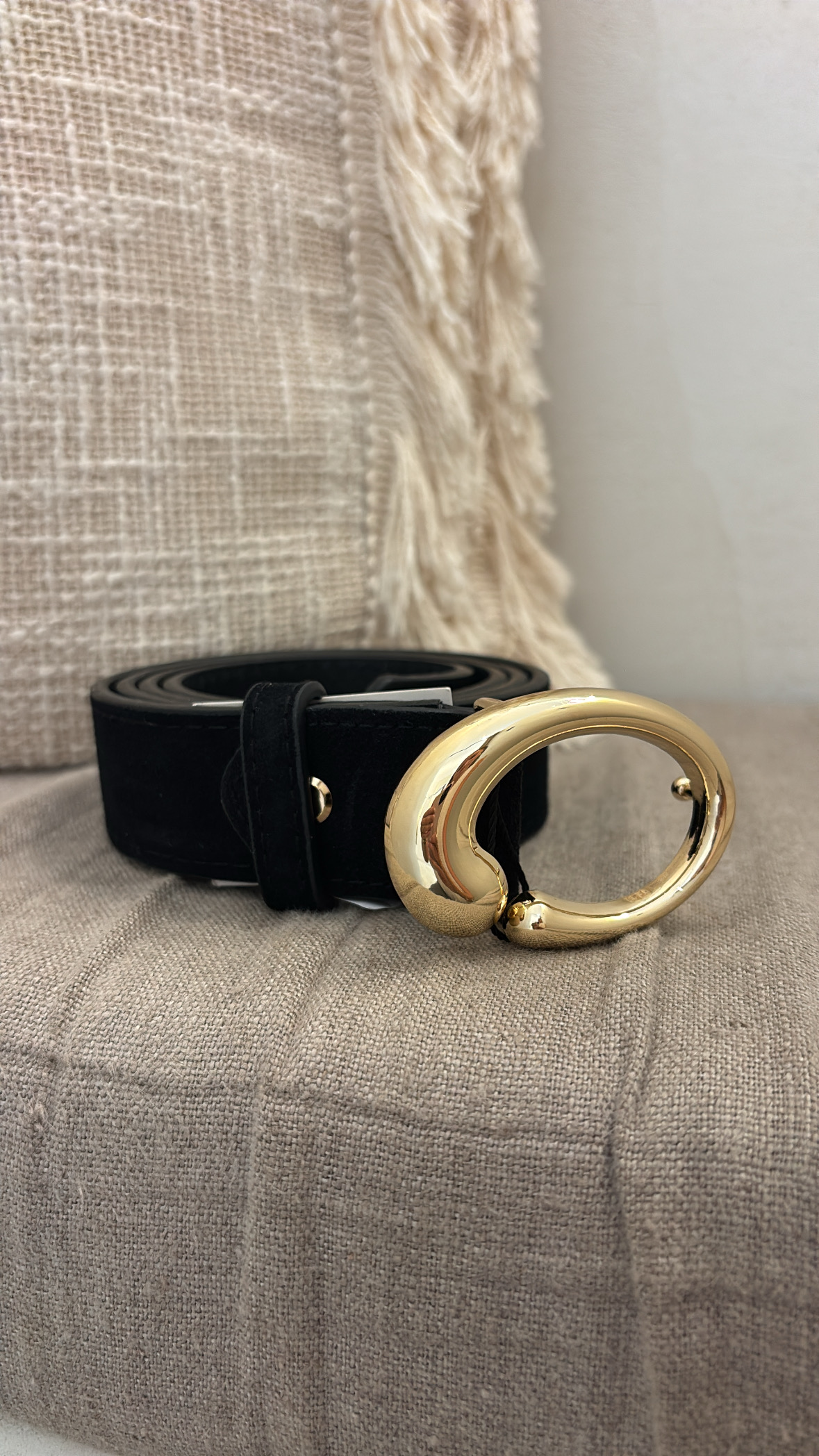Ceinture effet daim noir & boucle dorée — vue 2