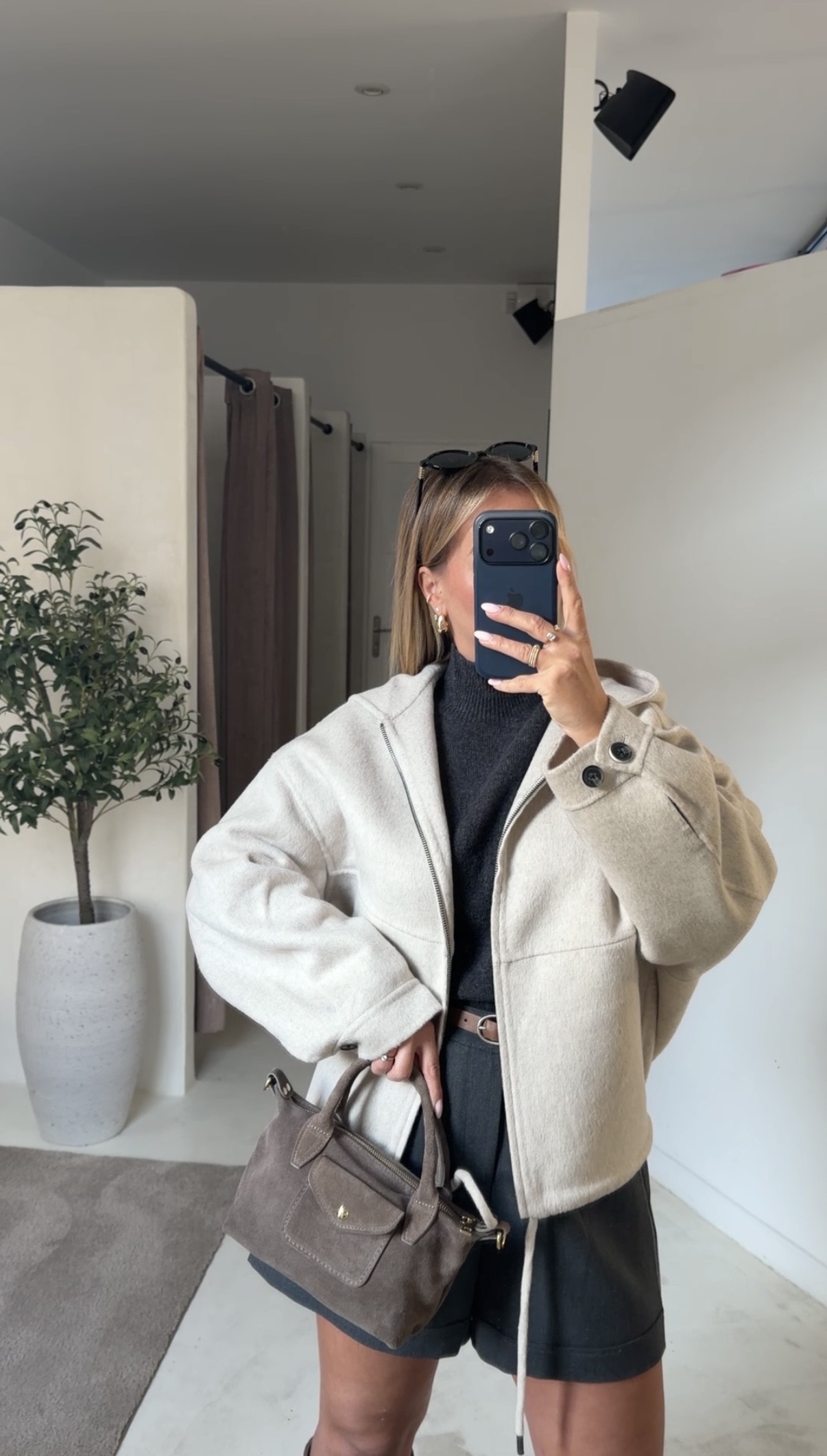 Manteau à capuche blanc cassé — vue 2