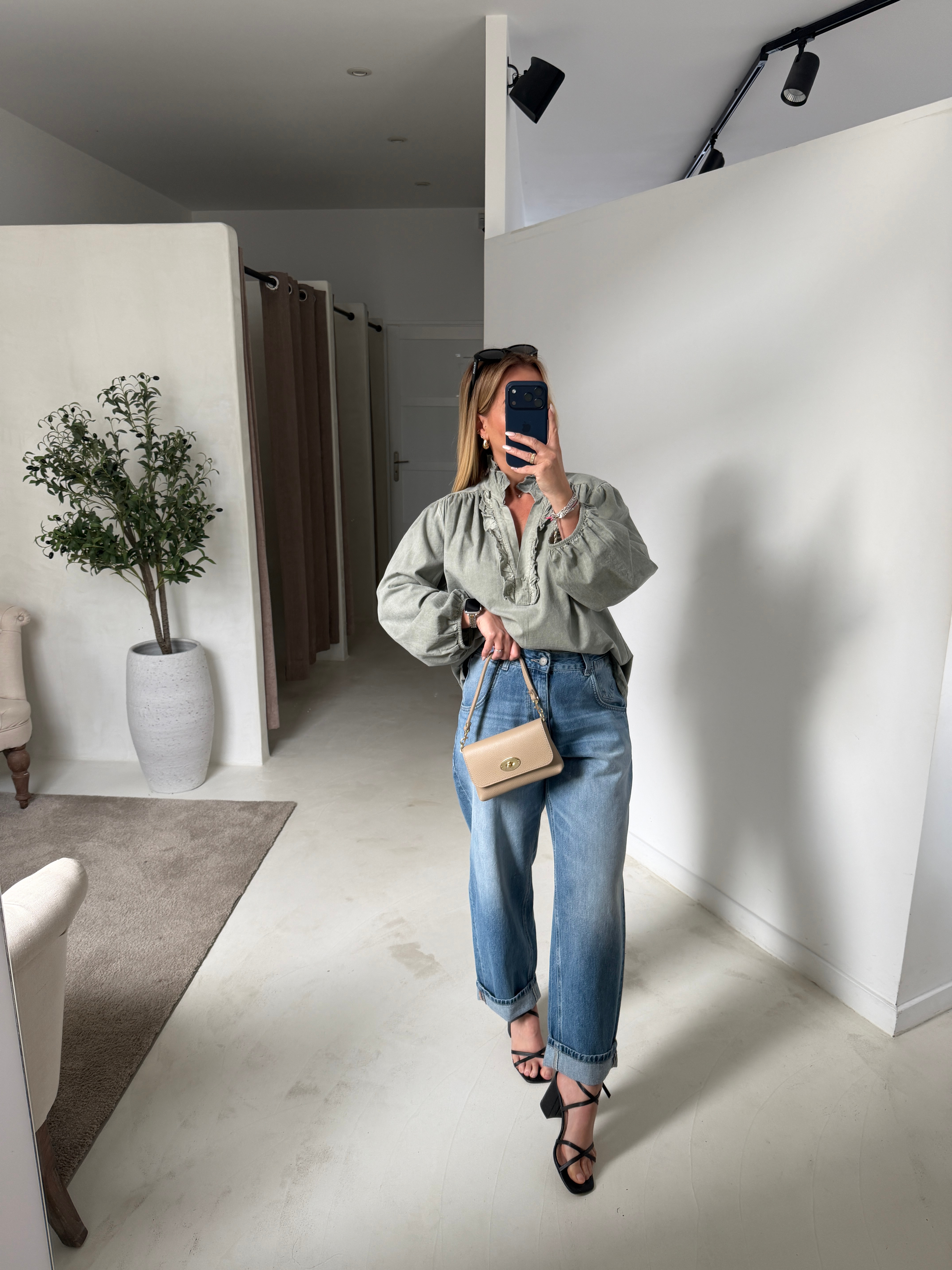 Blouse en jean kaki