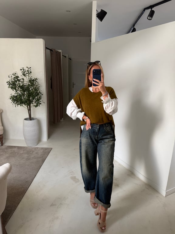 Pull sans manches olive