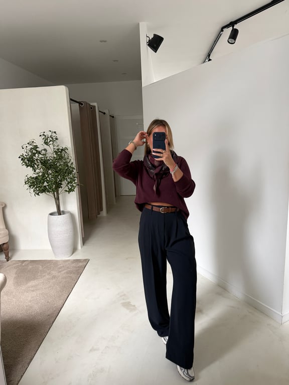 Pantalon fluide & large bleu marine