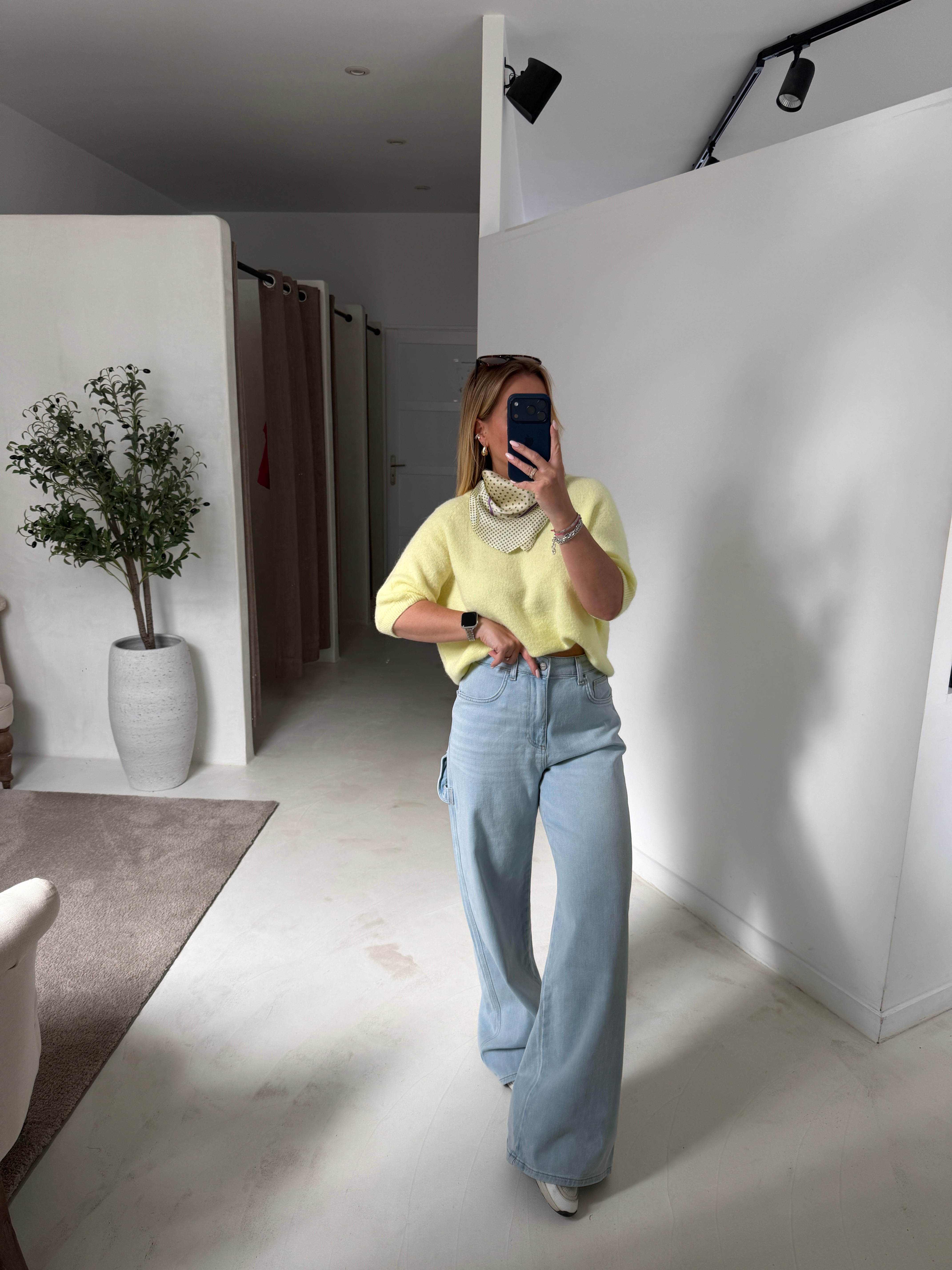 Pull manches courtes jaune