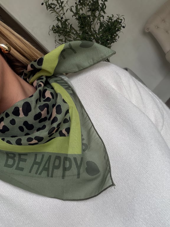 Petit foulard léopard kaki smile and be happy
