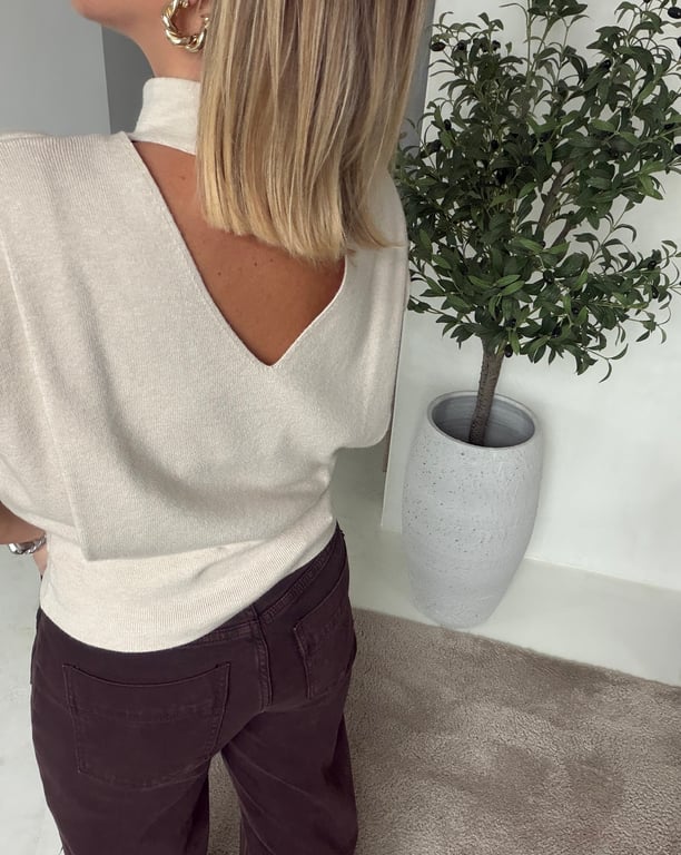 Top court à épaulettes beige — vue alternative