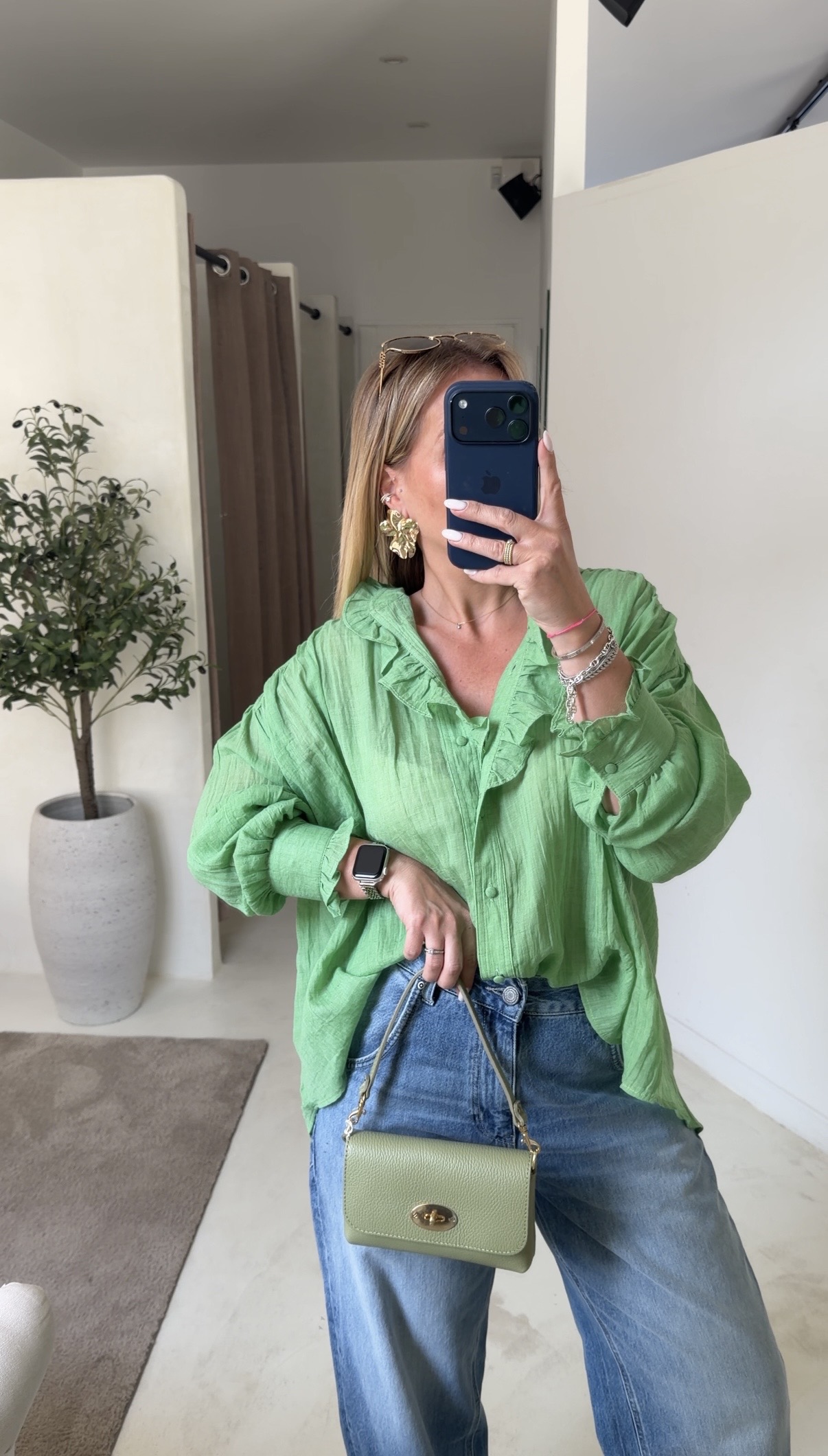 Blouse à volants verte — vue 2