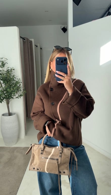 Manteau col funnel marron — vue alternative