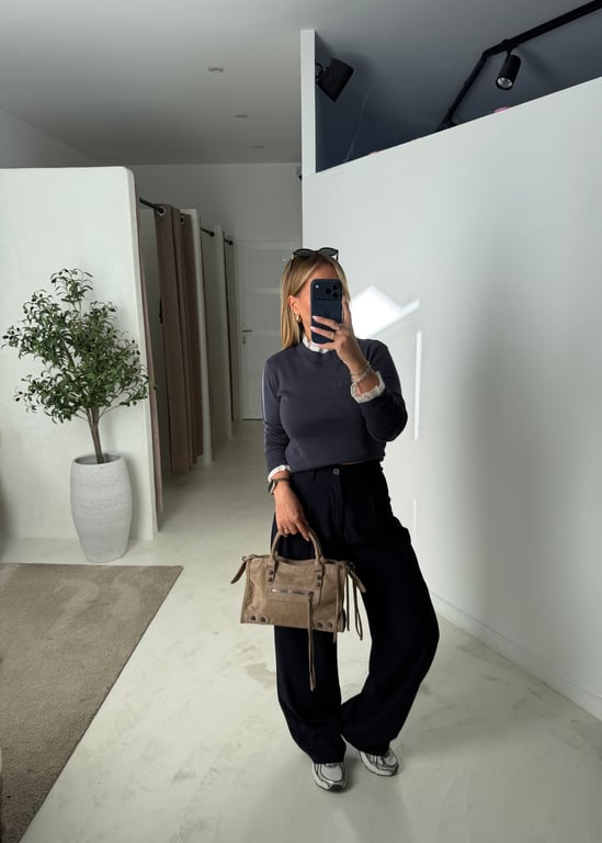 Pantalon large & habillé bleu marine