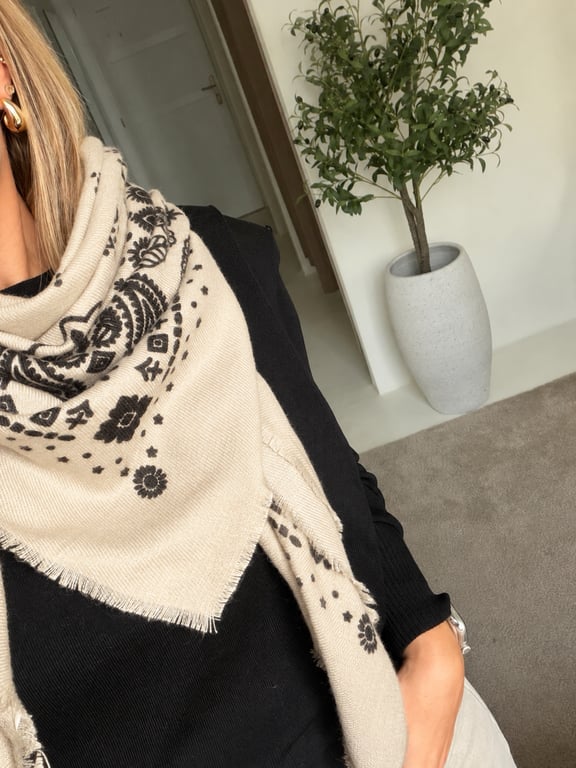 Foulard bandana écru