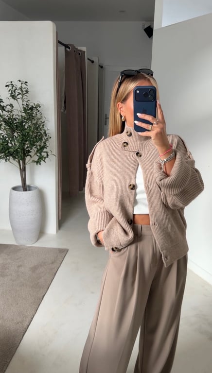 Gilet oversize côtelé taupe