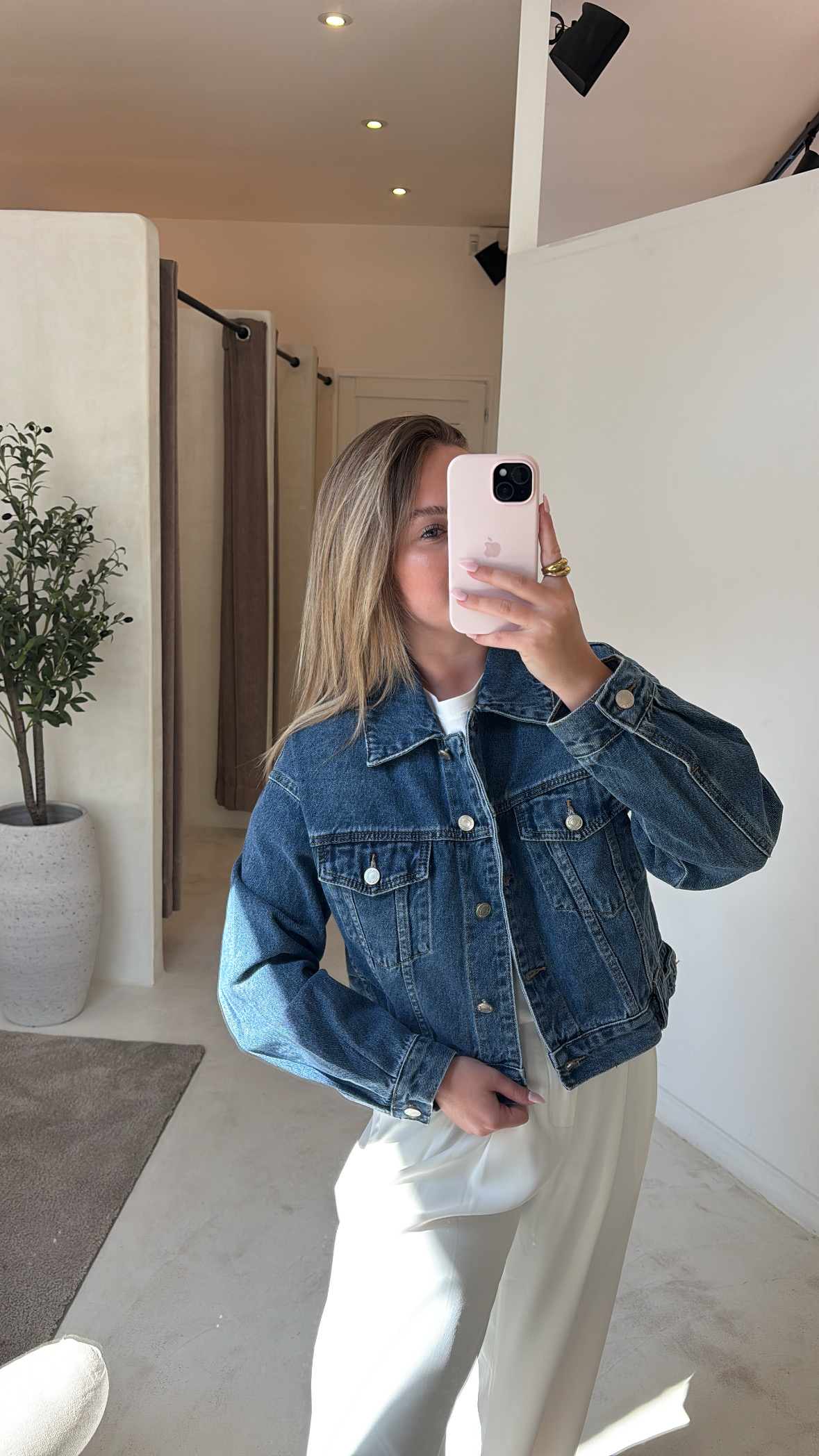 Veste courte en jean foncé — vue 2