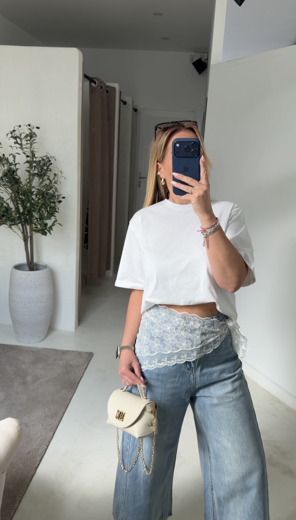Long bermuda en jean bleu — vue 2