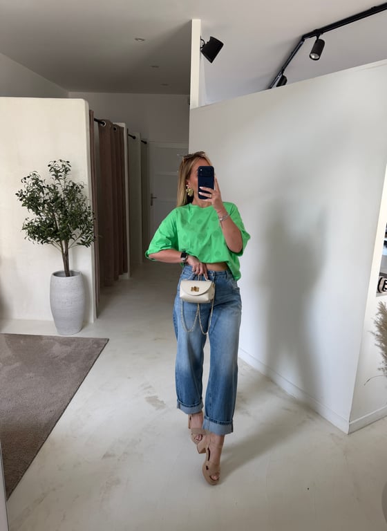 T-shirtr vert à broderies