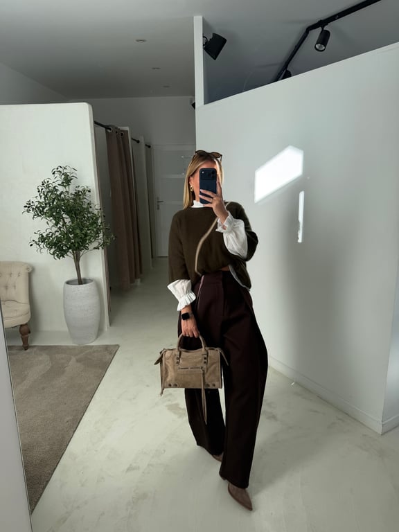 Pull manches 3/4 kaki