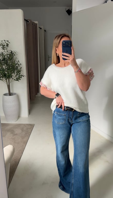 Gilet sans manches avec volants fleuris - Pulls, gilets & sweats | Sodress - Vue alternative