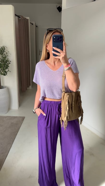 Pantalon fluide violet — vue alternative