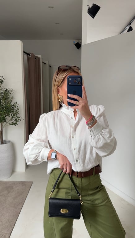 Blouse blanche col à volants discrets - Blouses & Chemisiers | Sodress - Vue alternative