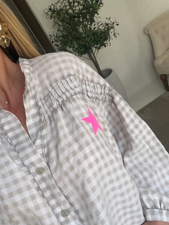 Blouse à carreaux beige Iconic — vue alternative
