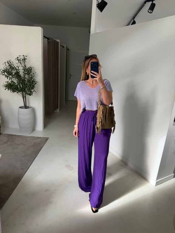 Pantalon fluide violet
