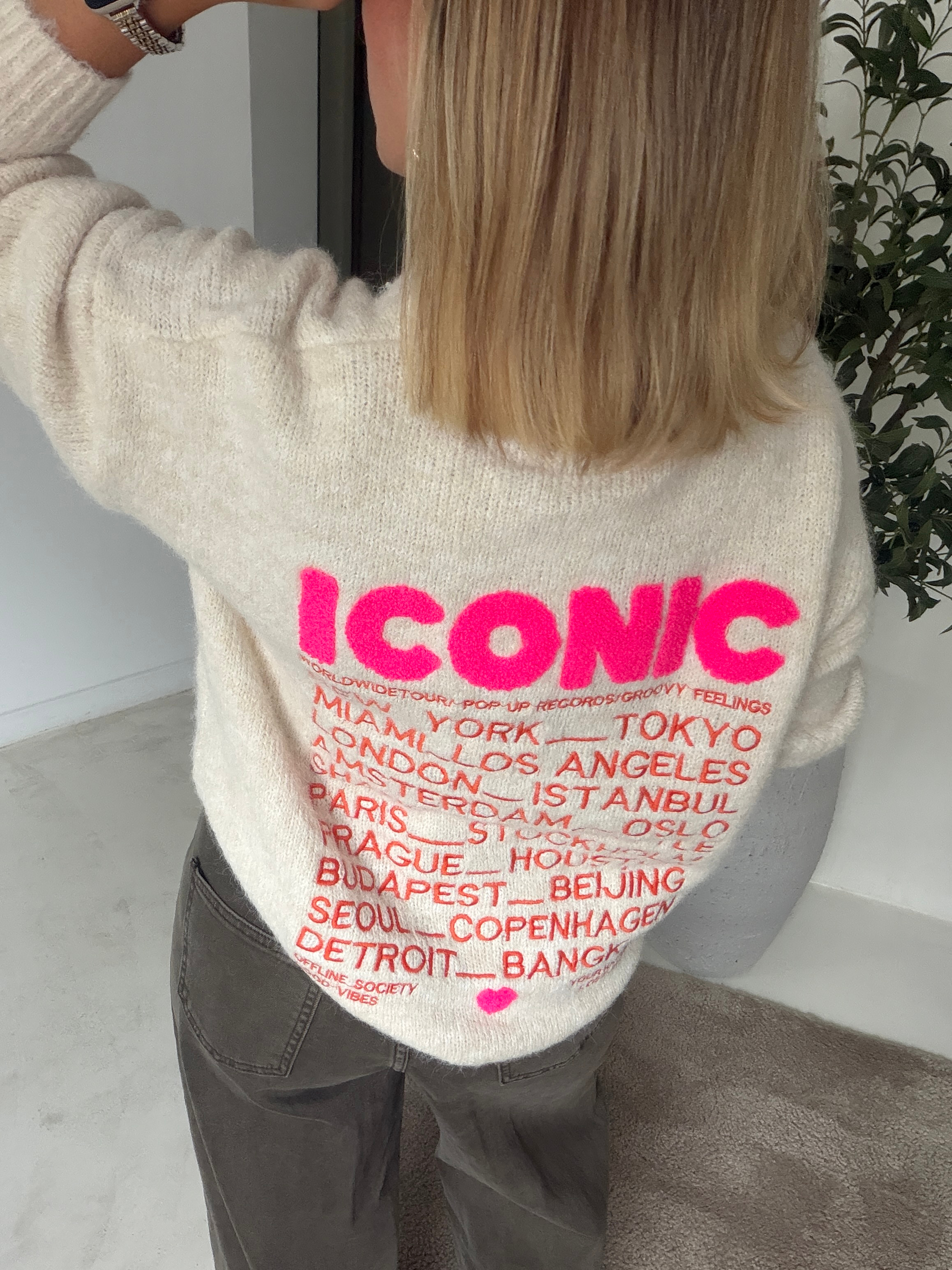 Pull oversize beige iconic — vue 3